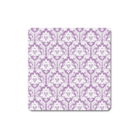 White On Lilac Damask Magnet (Square) from ArtsNow.com Front