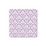 White On Lilac Damask Magnet (Square)