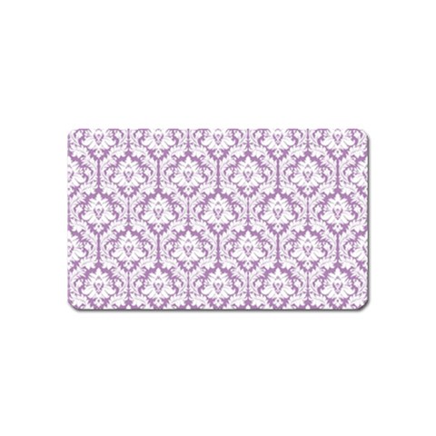 White On Lilac Damask Magnet (Name Card) from ArtsNow.com Front