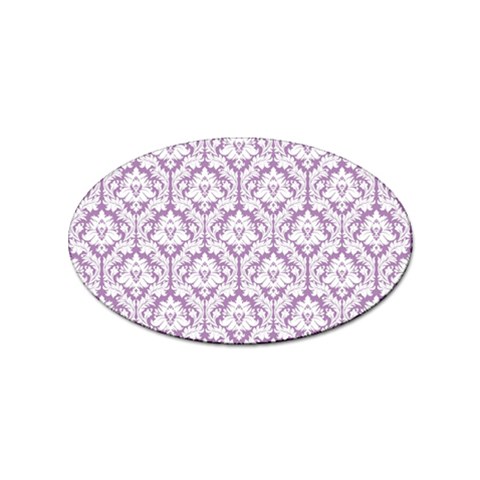 White On Lilac Damask Sticker 10 Pack (Oval) from ArtsNow.com Front