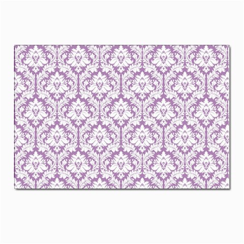 White On Lilac Damask Postcard 4 x 6  (10 Pack) from ArtsNow.com Front