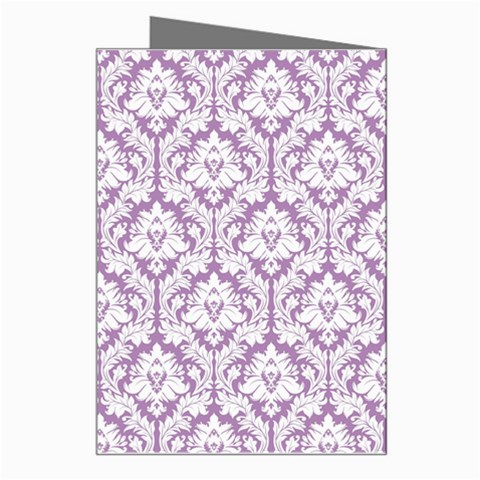 White On Lilac Damask Greeting Card from ArtsNow.com Right