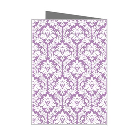 White On Lilac Damask Mini Greeting Card from ArtsNow.com Right