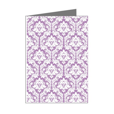 White On Lilac Damask Mini Greeting Card (8 Pack) from ArtsNow.com Right