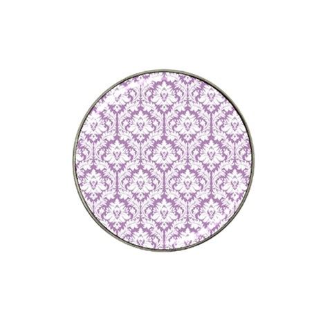 White On Lilac Damask Golf Ball Marker (for Hat Clip) from ArtsNow.com Front