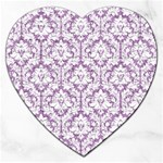 White On Lilac Damask Jigsaw Puzzle (Heart)