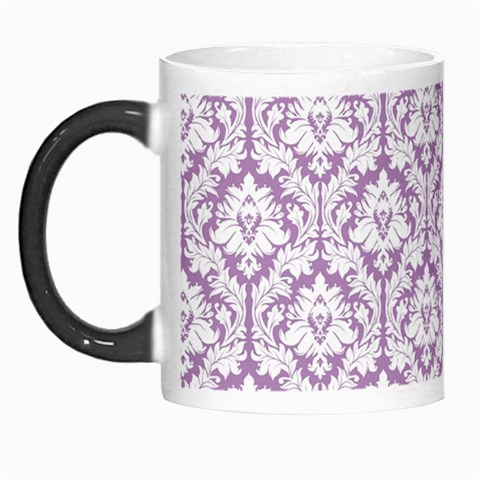 White On Lilac Damask Morph Mug from ArtsNow.com Left