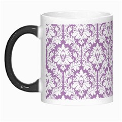 White On Lilac Damask Morph Mug from ArtsNow.com Left