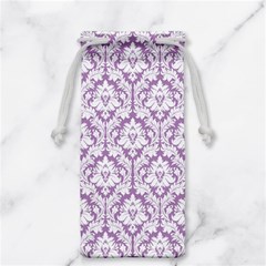 White On Lilac Damask Jewelry Bag from ArtsNow.com Back