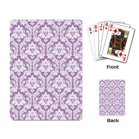 White On Lilac Damask Playing Cards Single Design from ArtsNow.com Back