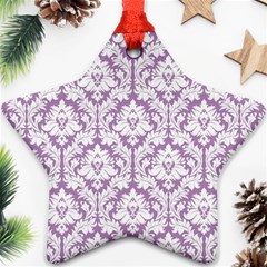 White On Lilac Damask Star Ornament (Two Sides) from ArtsNow.com Front