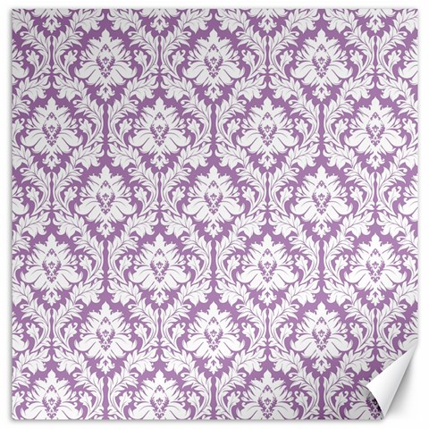 White On Lilac Damask Canvas 12  x 12  (Unframed) from ArtsNow.com 11.4 x11.56  Canvas - 1