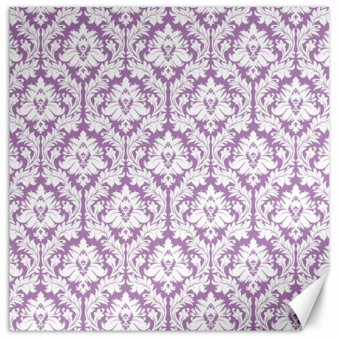 White On Lilac Damask Canvas 16  x 16  (Unframed) from ArtsNow.com 15.2 x15.41  Canvas - 1