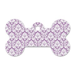 White On Lilac Damask Dog Tag Bone (Two Sided) from ArtsNow.com Back