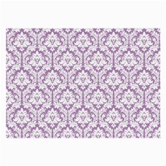 White On Lilac Damask Glasses Cloth (Large, Two Sided) from ArtsNow.com Front