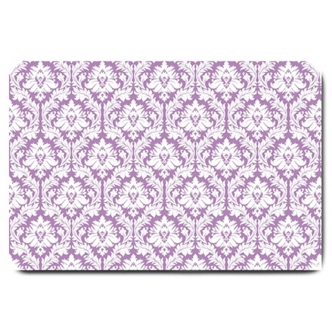 White On Lilac Damask Large Door Mat from ArtsNow.com 30 x20  Door Mat