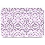 White On Lilac Damask Large Door Mat