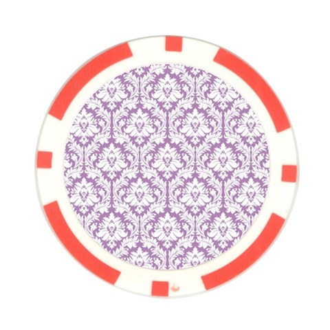 White On Lilac Damask Poker Chip from ArtsNow.com Front