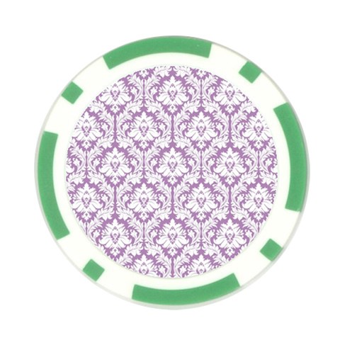 White On Lilac Damask Poker Chip from ArtsNow.com Front