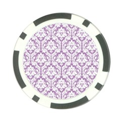 White On Lilac Damask Poker Chip from ArtsNow.com Front