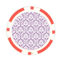 White On Lilac Damask Poker Chip from ArtsNow.com Front