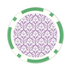 White On Lilac Damask Poker Chip from ArtsNow.com Front