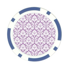 White On Lilac Damask Poker Chip from ArtsNow.com Front