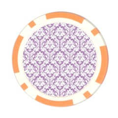 White On Lilac Damask Poker Chip from ArtsNow.com Front