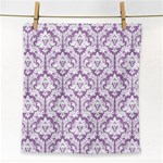 White On Lilac Damask Face Towel