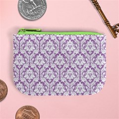 Lilac Damask Pattern Mini Coin Purse from ArtsNow.com Front