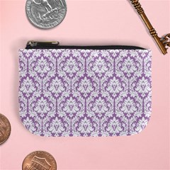 Lilac Damask Pattern Mini Coin Purse from ArtsNow.com Front