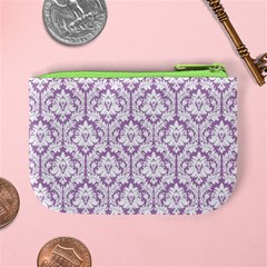 Lilac Damask Pattern Mini Coin Purse from ArtsNow.com Back