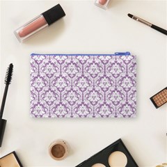 Lilac Damask Pattern Cosmetic Bag (Small) from ArtsNow.com Back