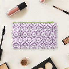 Lilac Damask Pattern Cosmetic Bag (Small) from ArtsNow.com Back