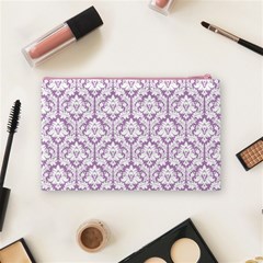 Lilac Damask Pattern Cosmetic Bag (Medium) from ArtsNow.com Back