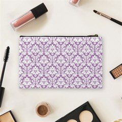 Lilac Damask Pattern Cosmetic Bag (Medium) from ArtsNow.com Back