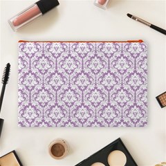 Lilac Damask Pattern Cosmetic Bag (Large) from ArtsNow.com Back