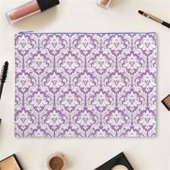 Lilac Damask Pattern Cosmetic Bag (XL) from ArtsNow.com Front