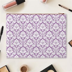 Lilac Damask Pattern Cosmetic Bag (XL) from ArtsNow.com Back