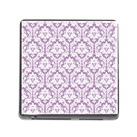 White On Lilac Damask Memory Card Reader with Storage (Square) from ArtsNow.com Front