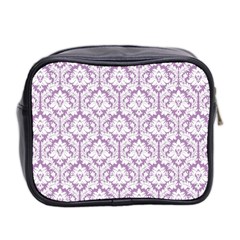 White On Lilac Damask Mini Travel Toiletry Bag (Two Sides) from ArtsNow.com Back