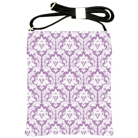 Lilac Damask Pattern Shoulder Sling Bag from ArtsNow.com Front