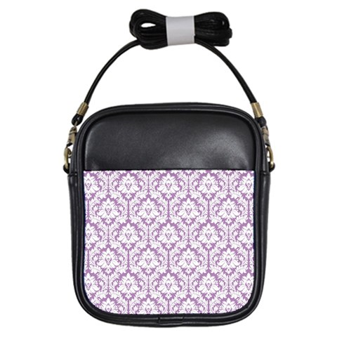 Lilac Damask Pattern Girls Sling Bag from ArtsNow.com Front