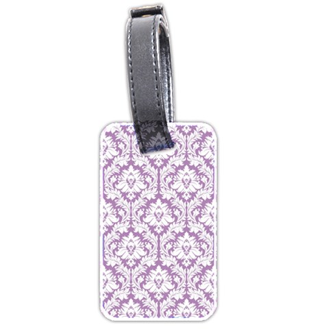 White On Lilac Damask Luggage Tag (Two Sides) from ArtsNow.com Front