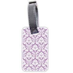 White On Lilac Damask Luggage Tag (Two Sides) from ArtsNow.com Front