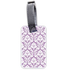 White On Lilac Damask Luggage Tag (Two Sides) from ArtsNow.com Back