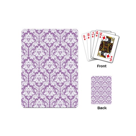 White On Lilac Damask Playing Cards (Mini) from ArtsNow.com Back