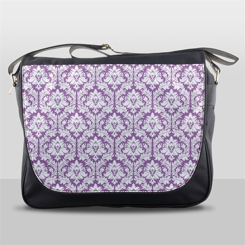 Lilac Damask Pattern Messenger Bag from ArtsNow.com Front