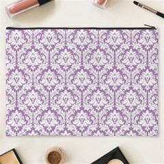 Lilac Damask Pattern Cosmetic Bag (XXXL) from ArtsNow.com Back