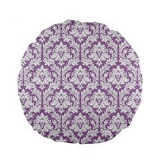 Lilac Damask Pattern Standard 15  Premium Round Cushion  from ArtsNow.com Back